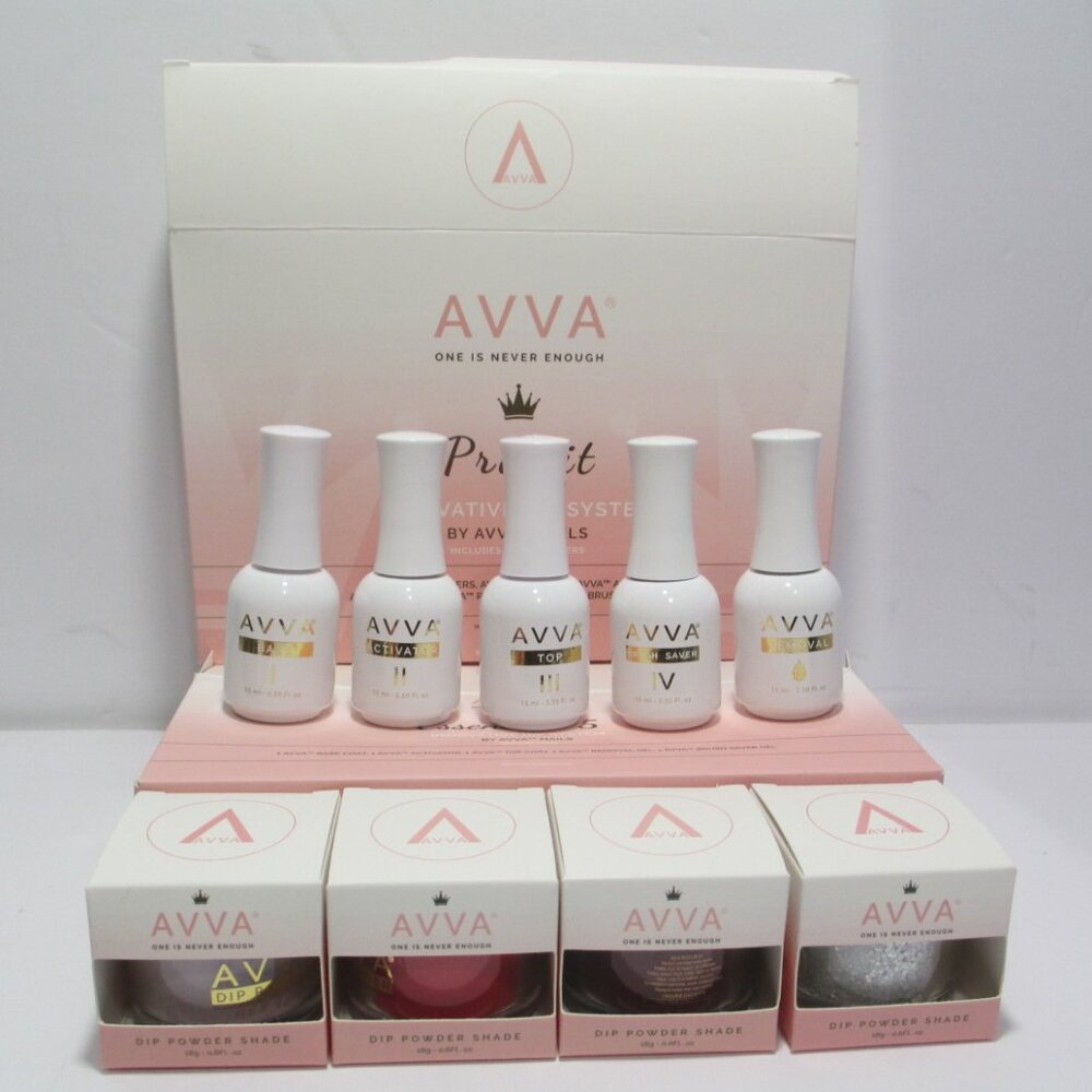 NEW Avva Dip Powder Pro Kit for Nails Innovative System Includes 4 Dip Powders